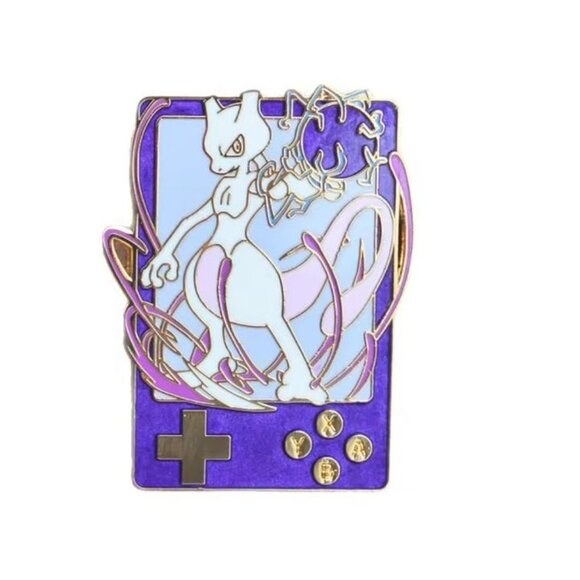 Mewtwo Game Boy Enamel Pin – Psychic-Type Power in Retro Purple Style - Picture 5 of 5